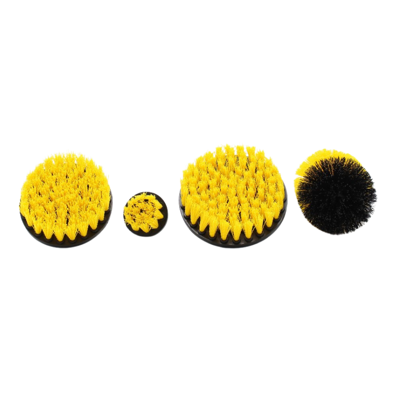 Lot de 4 Brosses Poils Durs Jaunes pour Visseuse