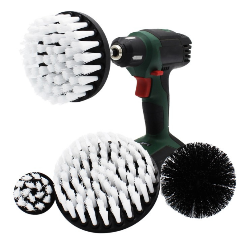 Lot de 4 Brosses Poils Durs Jaunes pour Visseuse