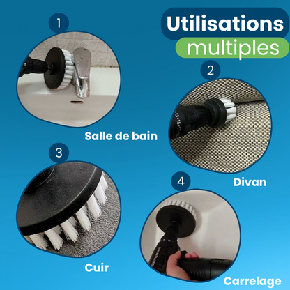 Lot de 4 Brosses Poils Durs Jaunes pour Visseuse