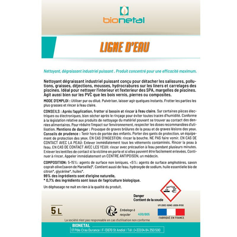 Produit nettoyant écologique pour ligne d’eau de piscine en spray ou en bidon