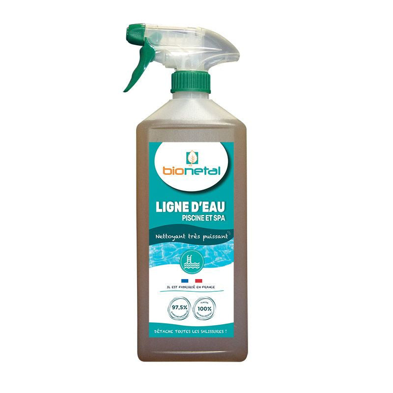 Produit nettoyant écologique pour ligne d’eau de piscine en spray ou en bidon